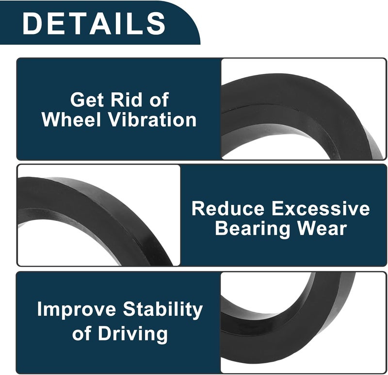 TUCKBOLD Car Wheel Hub Centric Rings Durable Wheels Center Shaft Shock Absorbing Hubrings Black 2 Pcs OD 82.1mm to ID 60.1mm Polycarbonate - Image 4